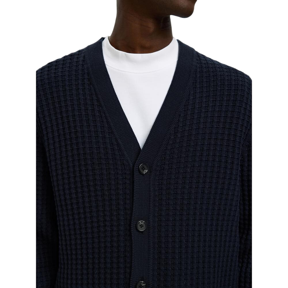 S/Homme Tom Ls Knit Structure V-Neck Cardigan